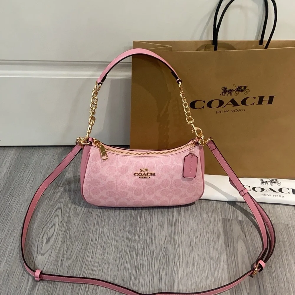 👒Coach CEA20 Teri Shoulder Bag - Gold/Powder Pink Charms - Picture 4 of 9